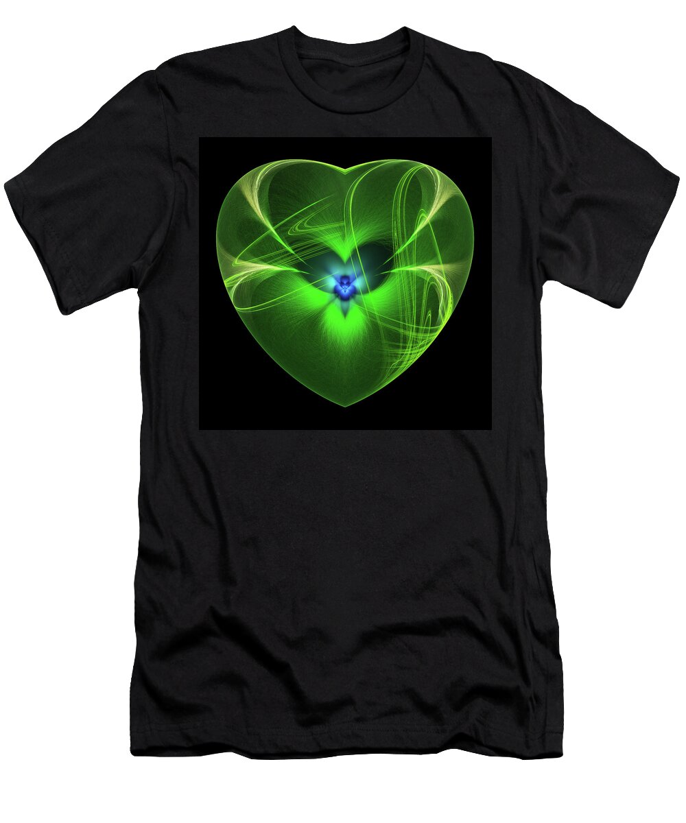 Abstract T-Shirt featuring the digital art A Fairy in a Green Heart by Manpreet Sokhi
