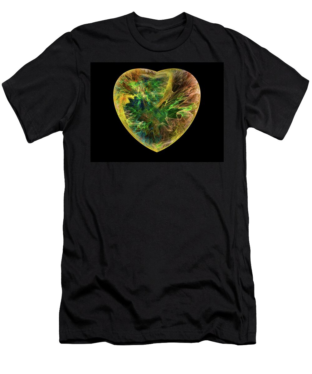 Abstract T-Shirt featuring the digital art A Passionate Yellow Heart by Manpreet Sokhi