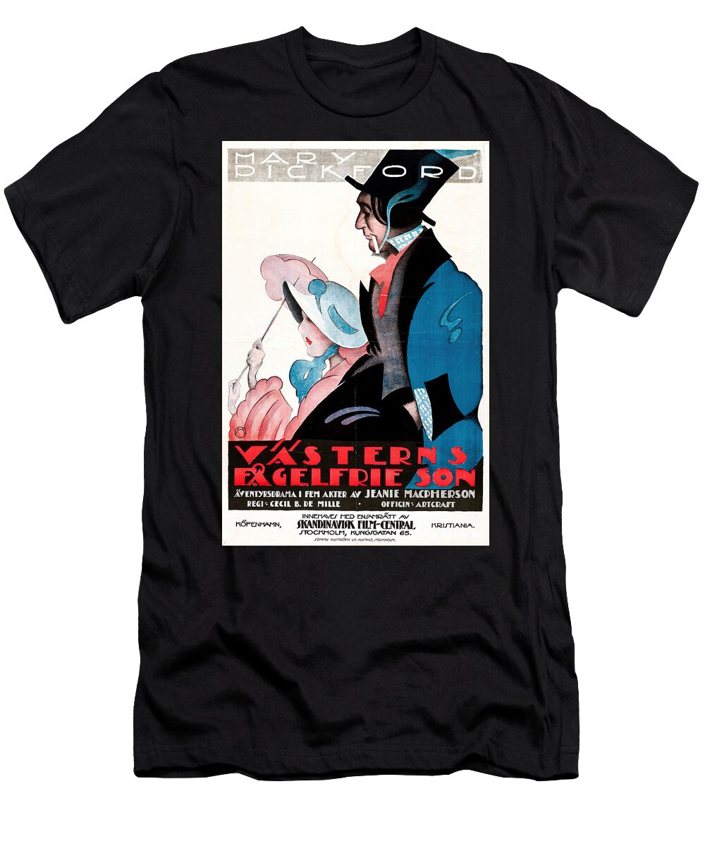 Romance T-Shirt featuring the mixed media ''A Romance of the Redwoods'', 1917-b by Movie World Posters