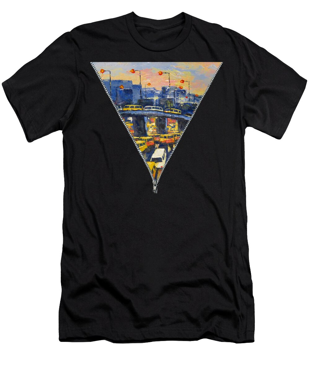 Metropolis T-Shirt featuring the painting A Section Of The Busy Lagos Metropolis by Chi Chi