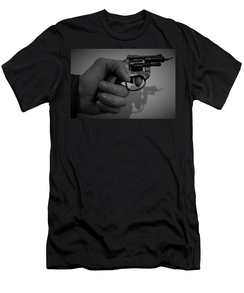 Hand T-Shirt featuring the photograph A Shadow on the Wall by Army Men Around the House