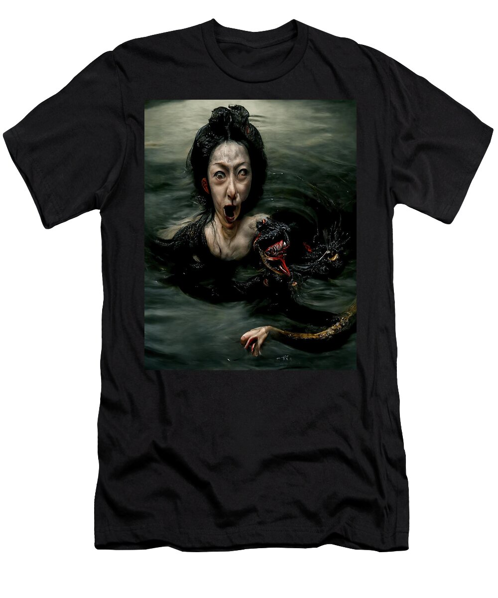 Horror T-Shirt featuring the digital art A Suffocating Embrace by Ryan Nieves