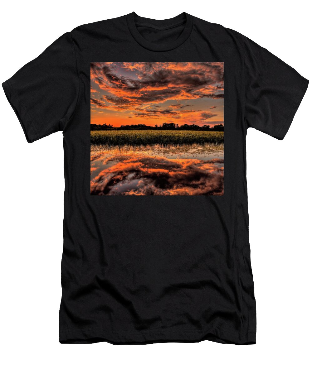 Wausau T-Shirt featuring the photograph A Tiger Striped Sunset by Dale Kauzlaric