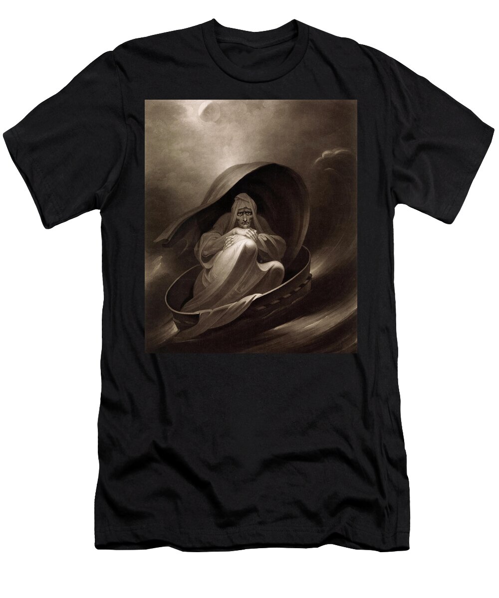 Charles Turner T-Shirt featuring the painting A Witch Sailing to Aleppo in a Sieve, 1807 by Charles Turner
