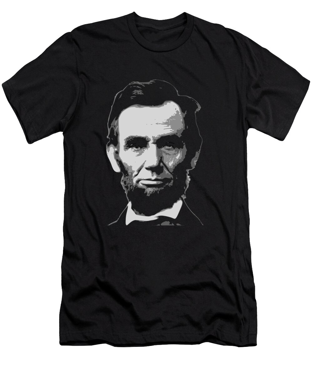 Abraham T-Shirt featuring the digital art Abraham Lincoln Black and White by Filip Schpindel