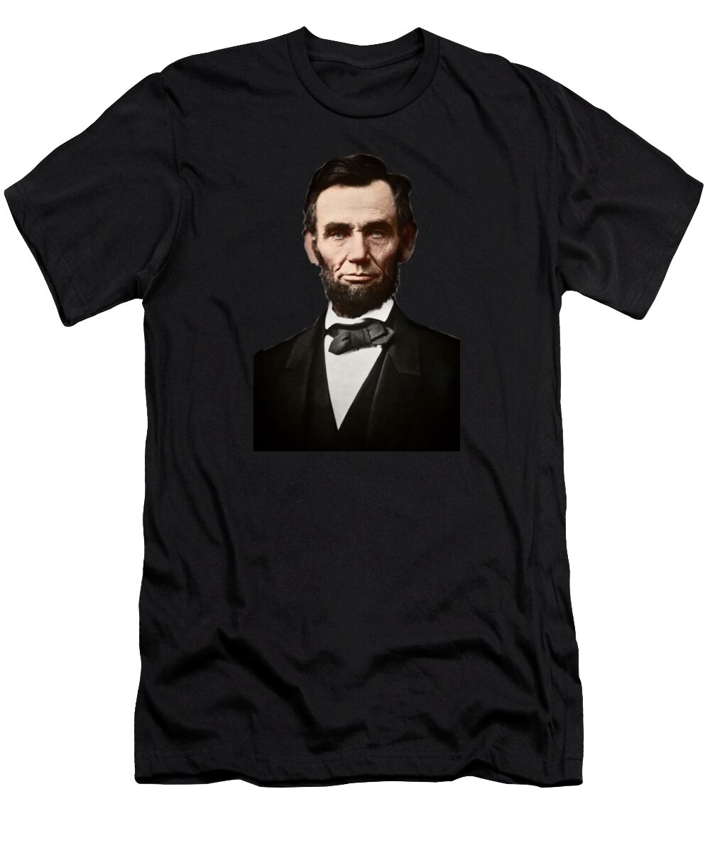 Abraham Lincoln T-Shirt featuring the photograph Abraham Lincoln colorized portrait by Delphimages Photo Creations