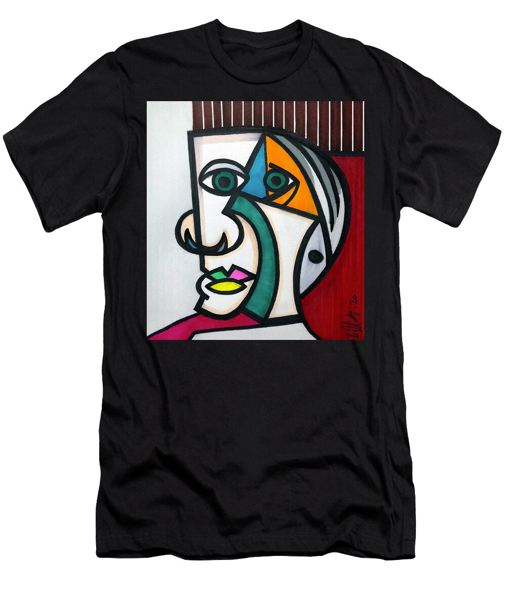 Abstract T-Shirt featuring the drawing Abstract Expressionist Portrait by Creative Spirit