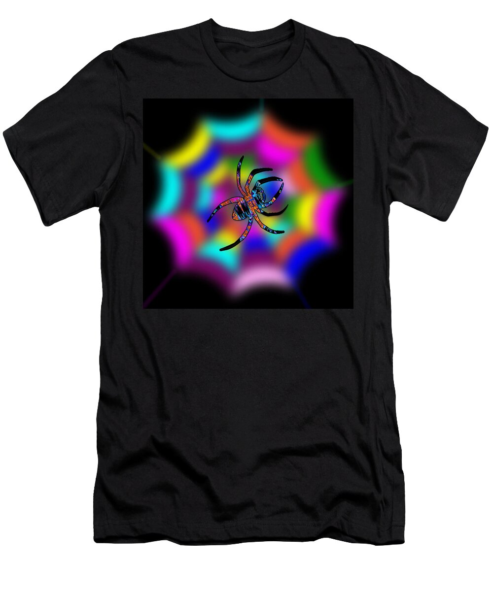 Spider T-Shirt featuring the digital art Abstract Spider's Web by Ronald Mills