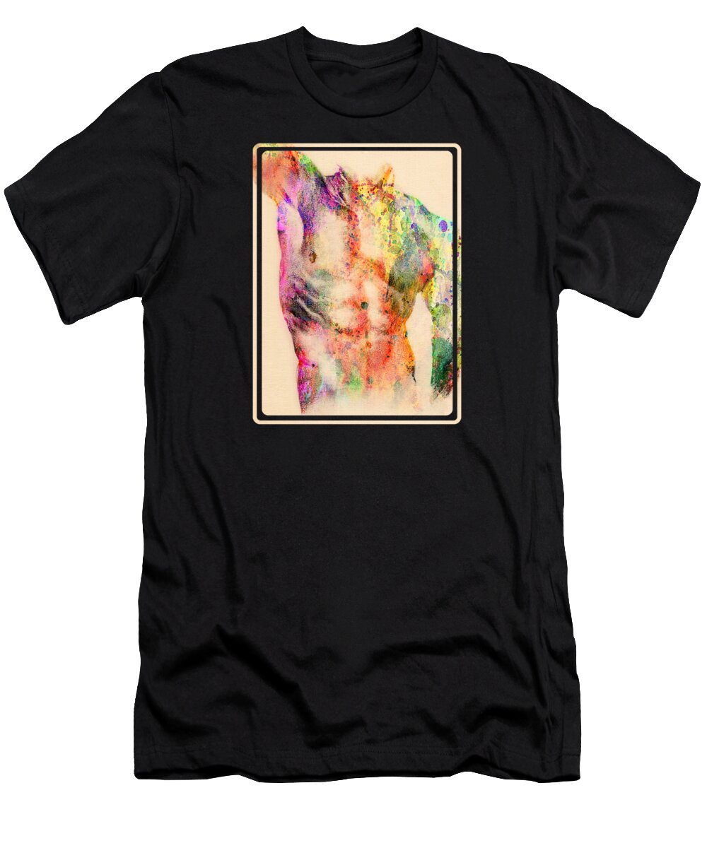 Male Nude Art T-Shirt featuring the digital art Abstractiv Body by Mark Ashkenazi