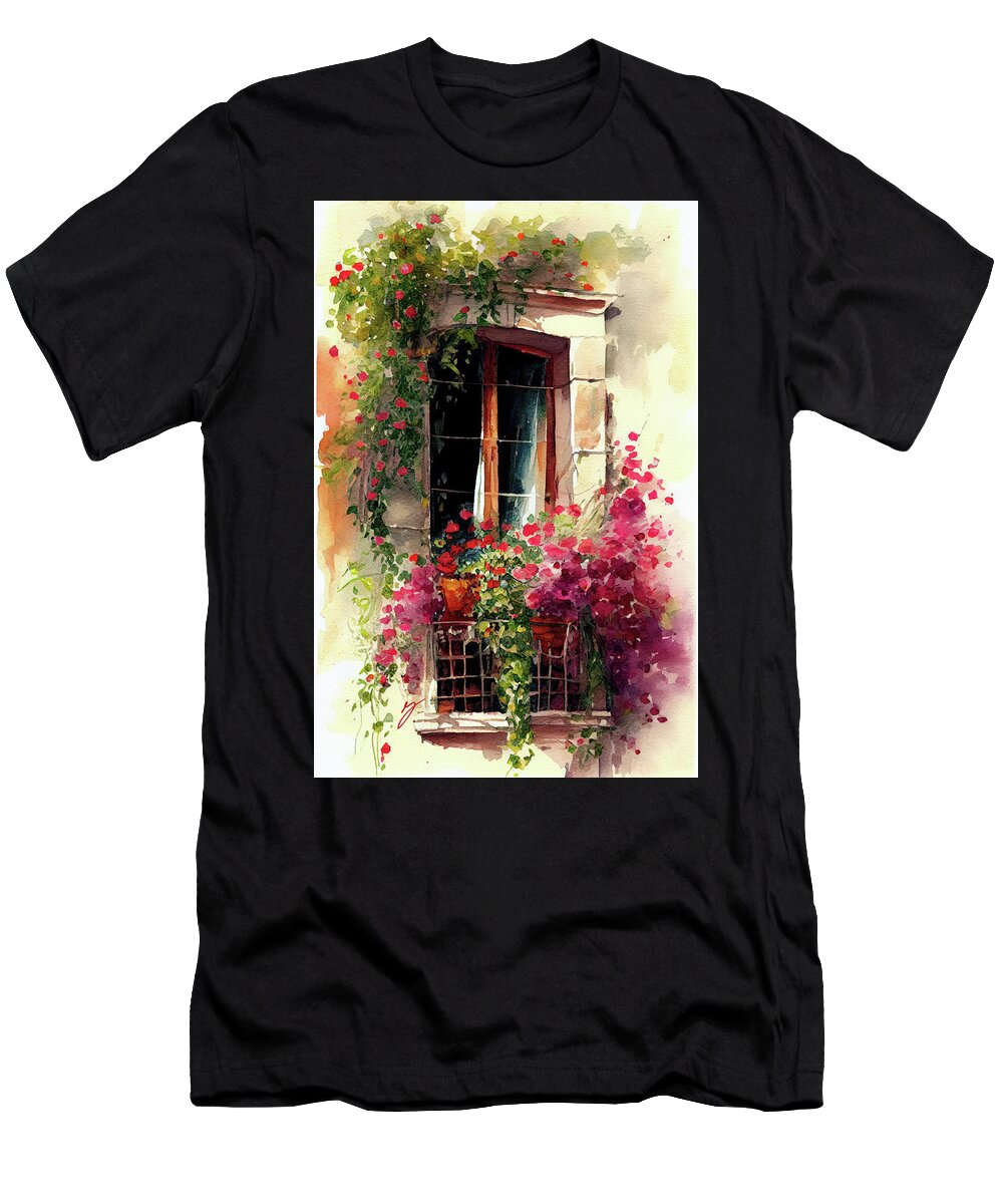 Adorned In Blooms T-Shirt featuring the painting Adorned in Blooms by Greg Collins