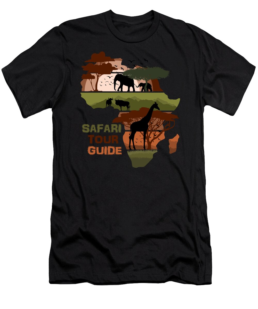Africa T-Shirt featuring the digital art Africa Sunset Safari Tour Guide by Filip Schpindel