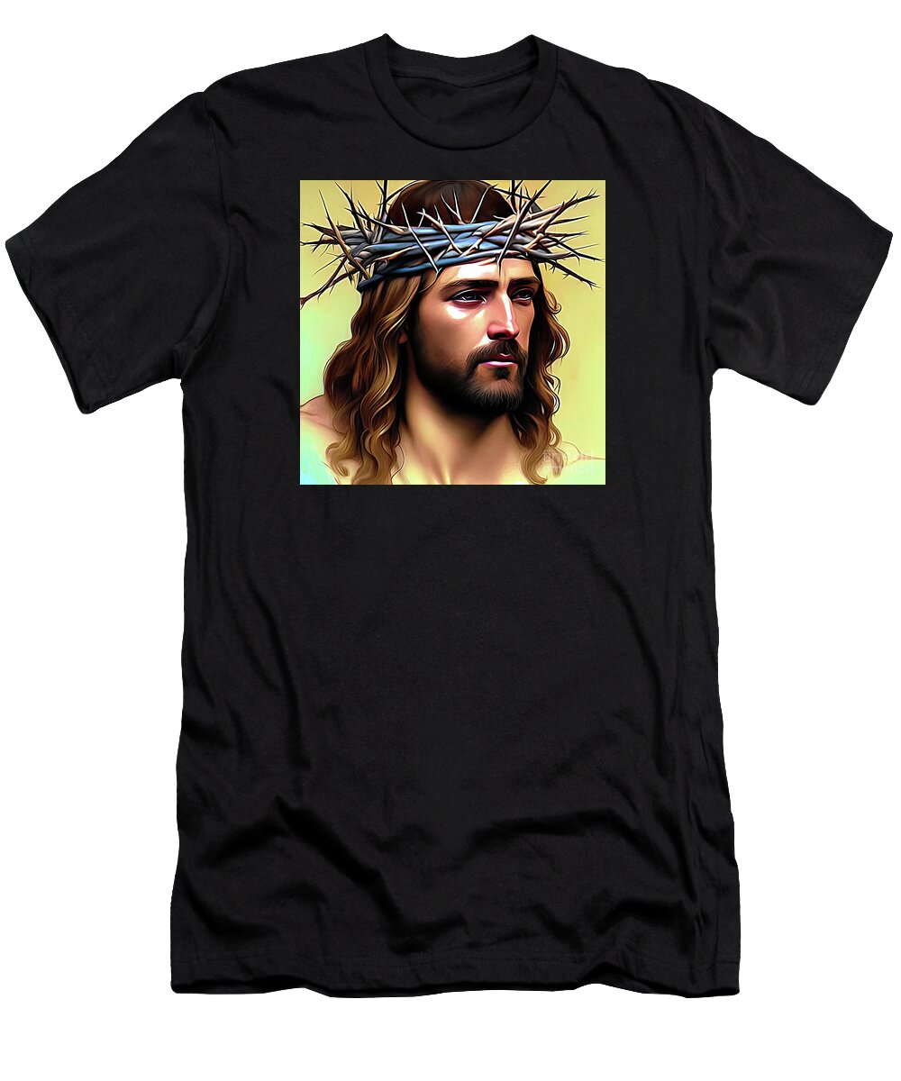 AI Art Jesus With A Crown of Thorns Abstract Expressionism T-Shirt by ...