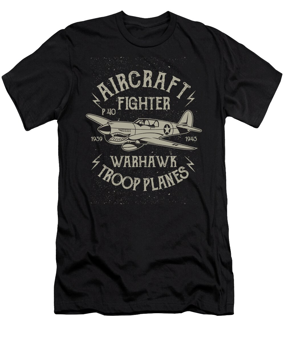 Air Force T-Shirt featuring the digital art Aircraft Fighter Warhawk Troop Planes by Jacob Zelazny