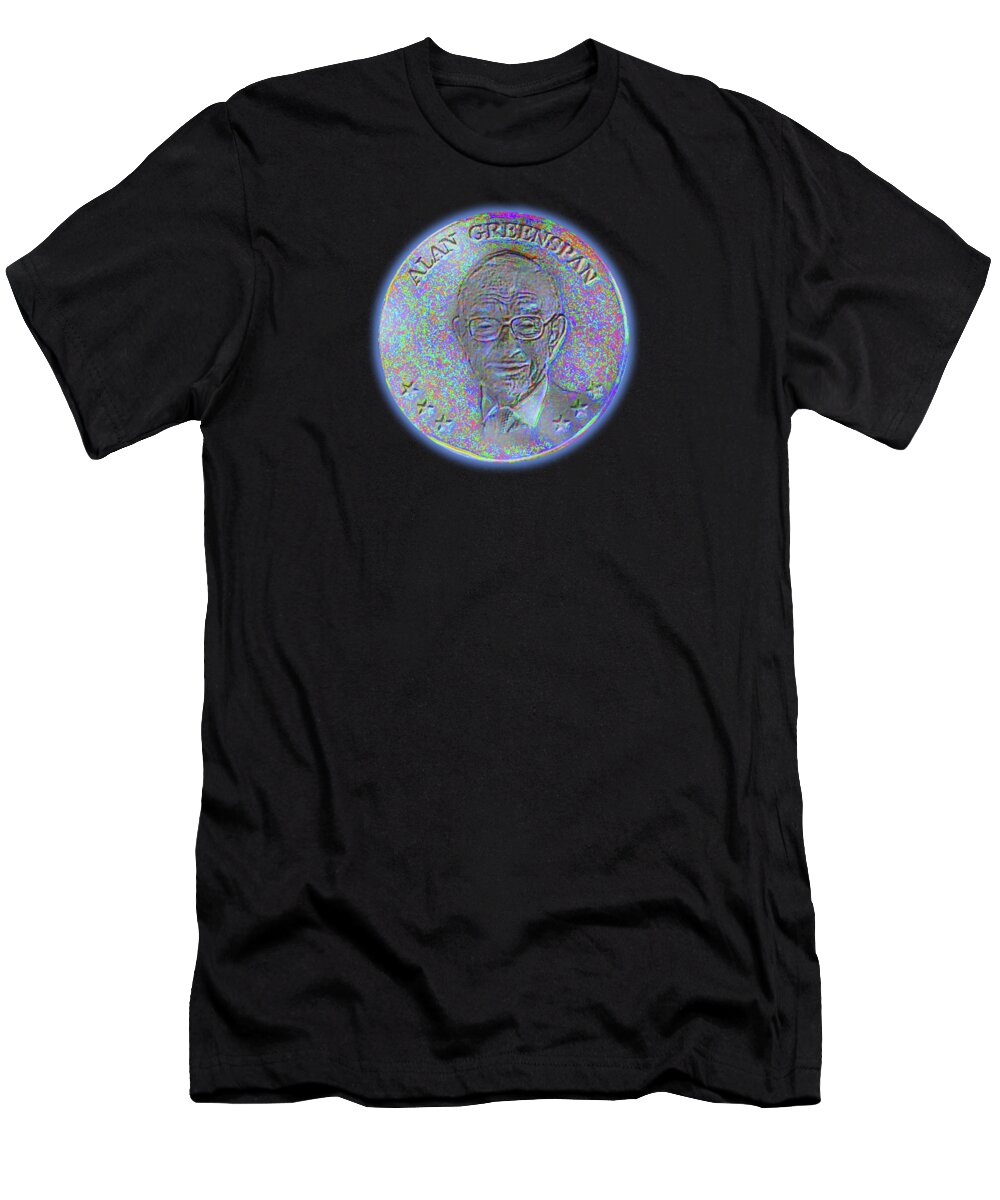 Wunderle T-Shirt featuring the digital art Alan Greenspan V1B by Wunderle