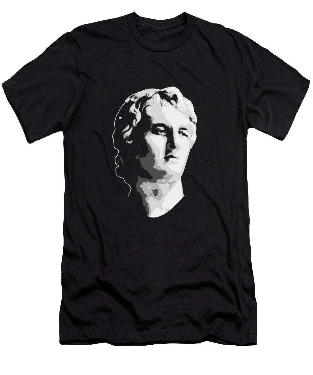 Alexander T-Shirt featuring the digital art Alexander the great Black and White by Filip Schpindel
