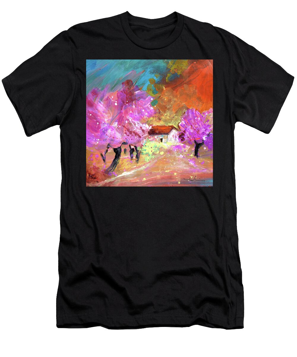 Landscape T-Shirt featuring the painting Almond Trees In Spain 2022 by Miki De Goodaboom
