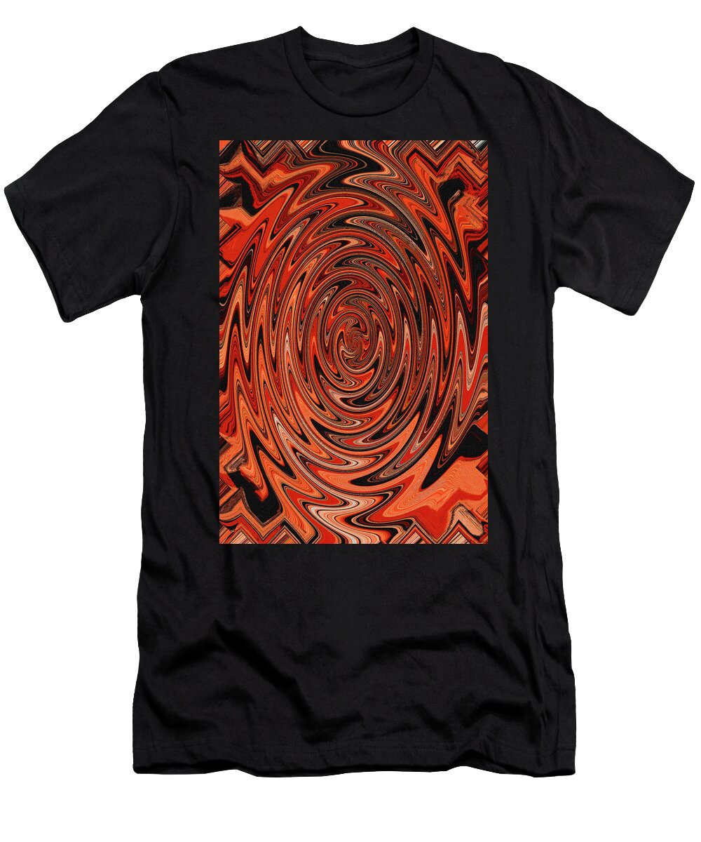 Aloe Vera Slices Red Abstract T-Shirt featuring the digital art Aloe Vera Slices Red Abstract by Tom Janca