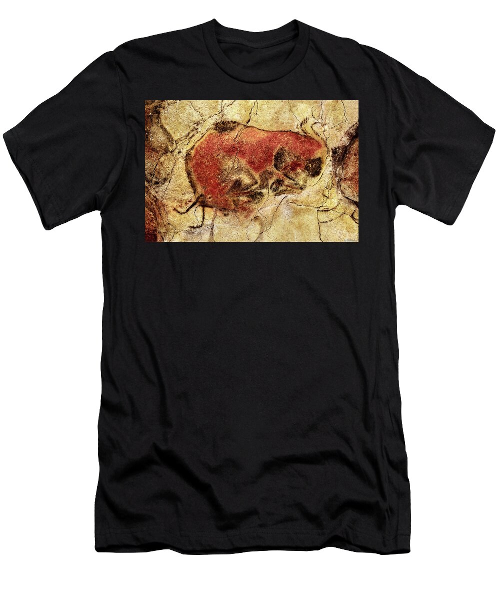 Altamira T-Shirt featuring the digital art Altamira Bison 2 - Landscape by Weston Westmoreland