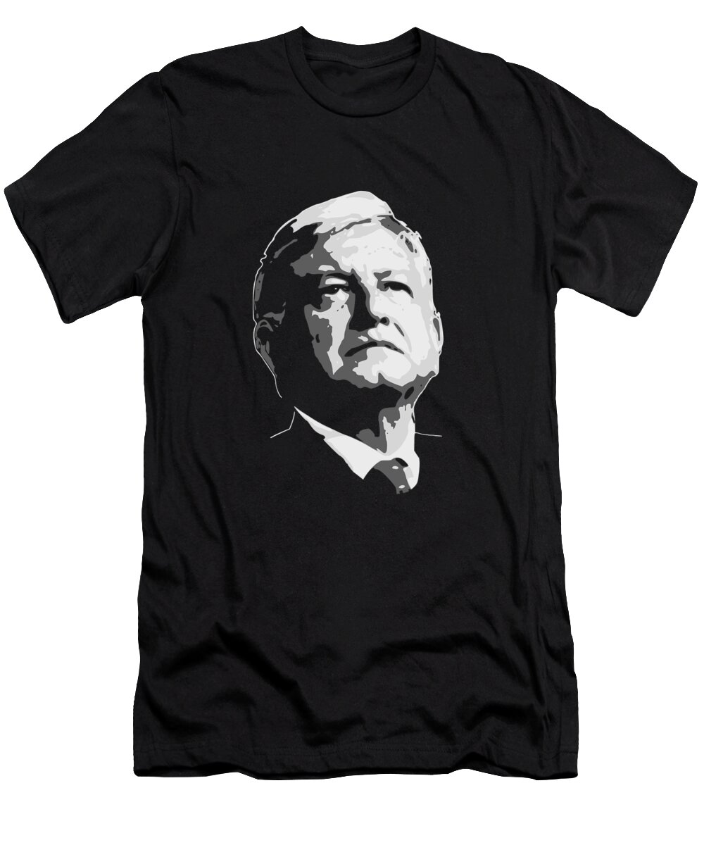 Amlo T-Shirt featuring the digital art AMLO Black and White by Filip Schpindel