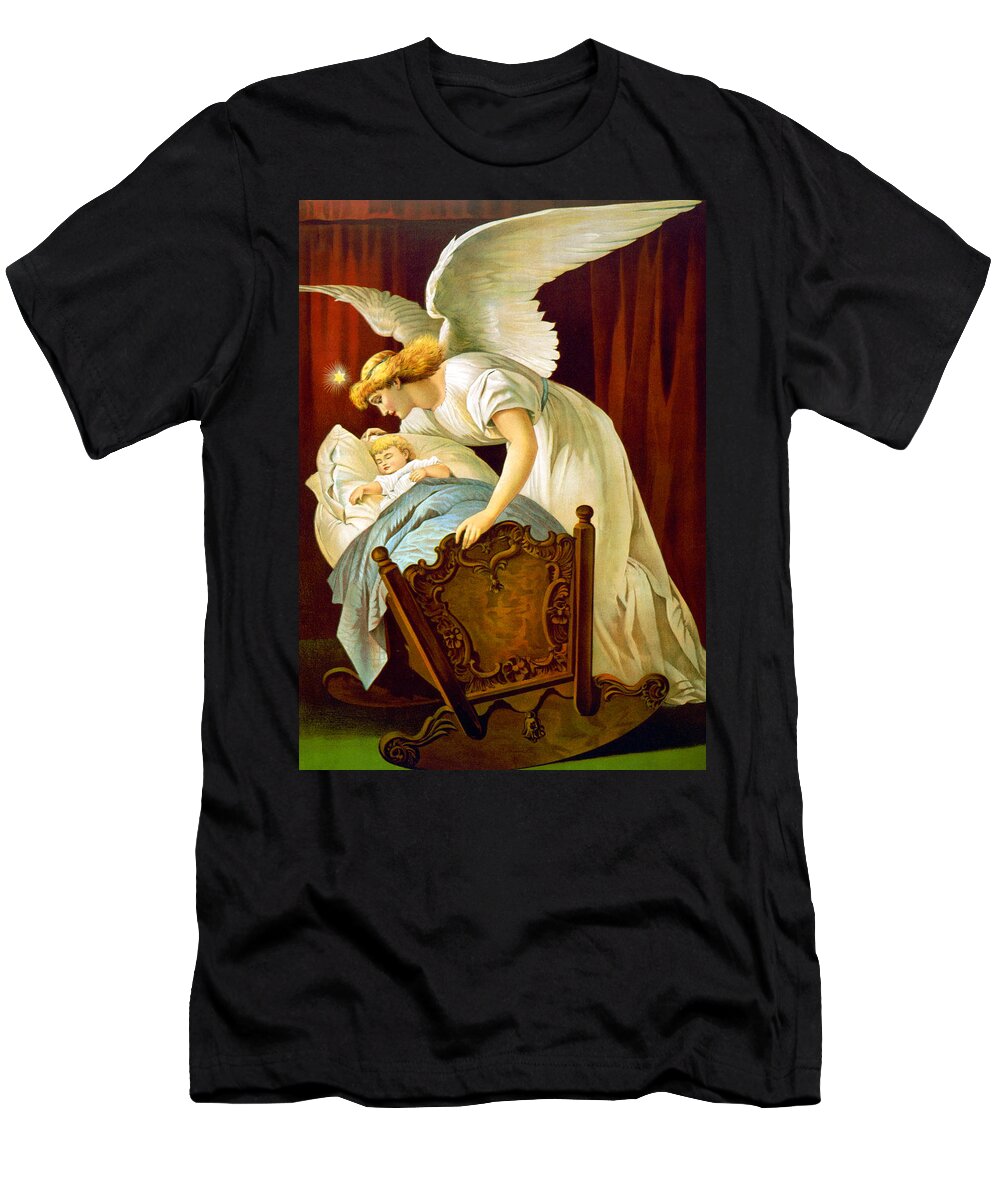 Angel T-Shirt featuring the photograph Angel and Sleeping Baby by Munir Alawi