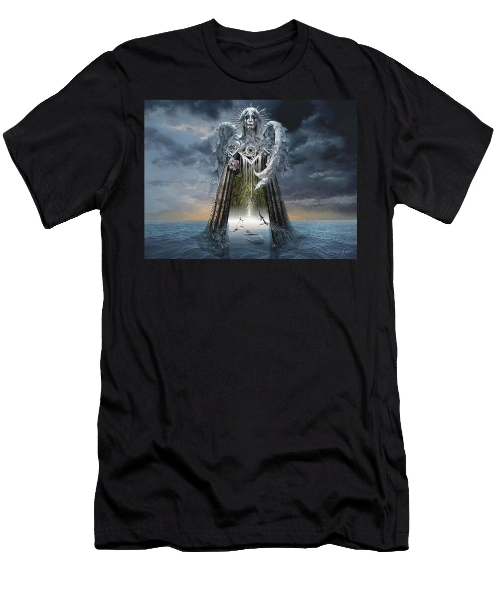 Archangel T-Shirt featuring the digital art Angels and Demons Spirit of Repentance and Hope by George Grie