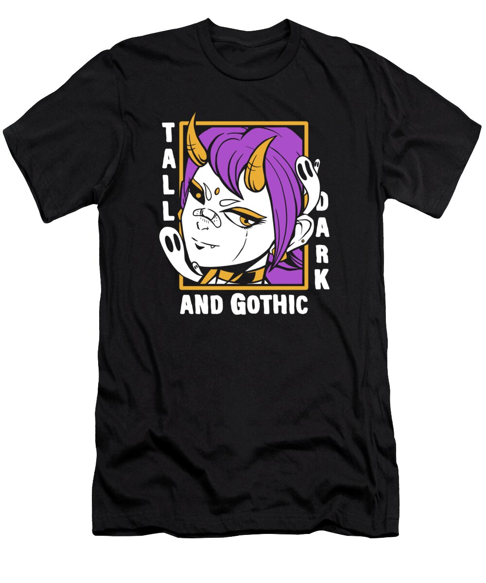 Dark T-Shirt featuring the digital art Anime Ghost Dark Flame Spooky Devil Girl Design by Toms Tee Store