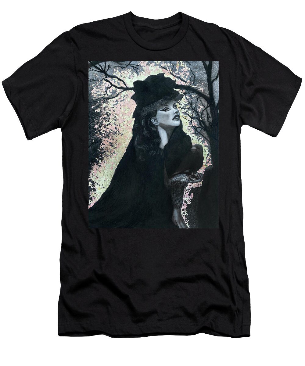 Annabel Lee T-Shirt featuring the drawing Annabel Lee by Nadija Armusik