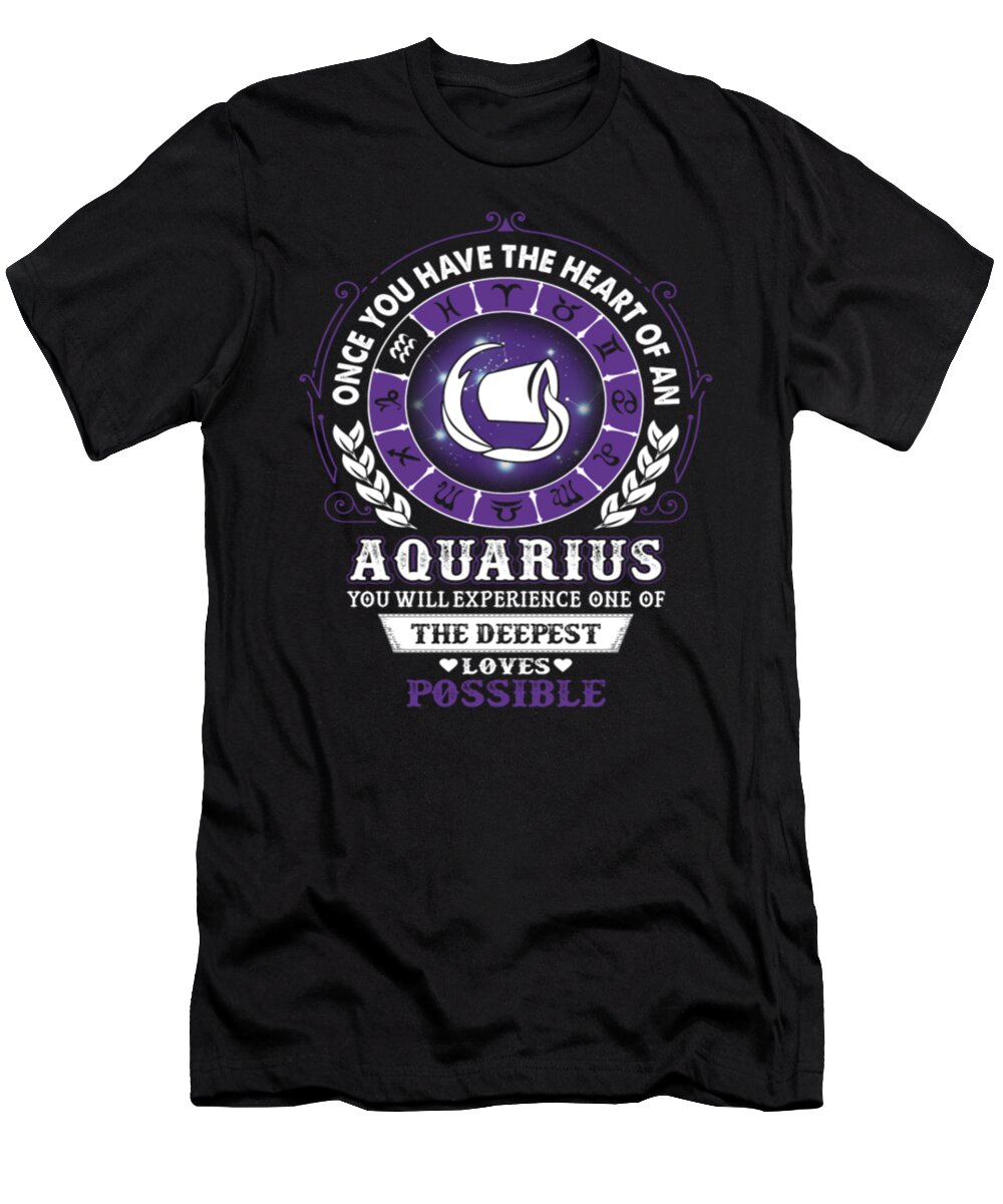 Aquarius T-Shirt featuring the digital art Aquarius The Deepest Loves Possible by Tinh Tran Le Thanh