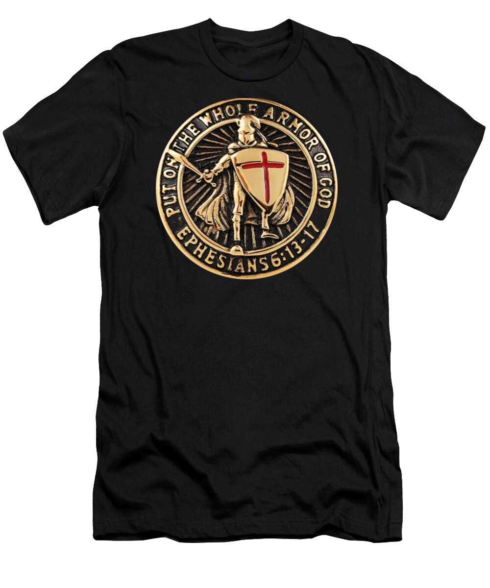 Templar T-Shirt featuring the digital art Armor Of God Crusader Knight by Aleksandar Novakovic