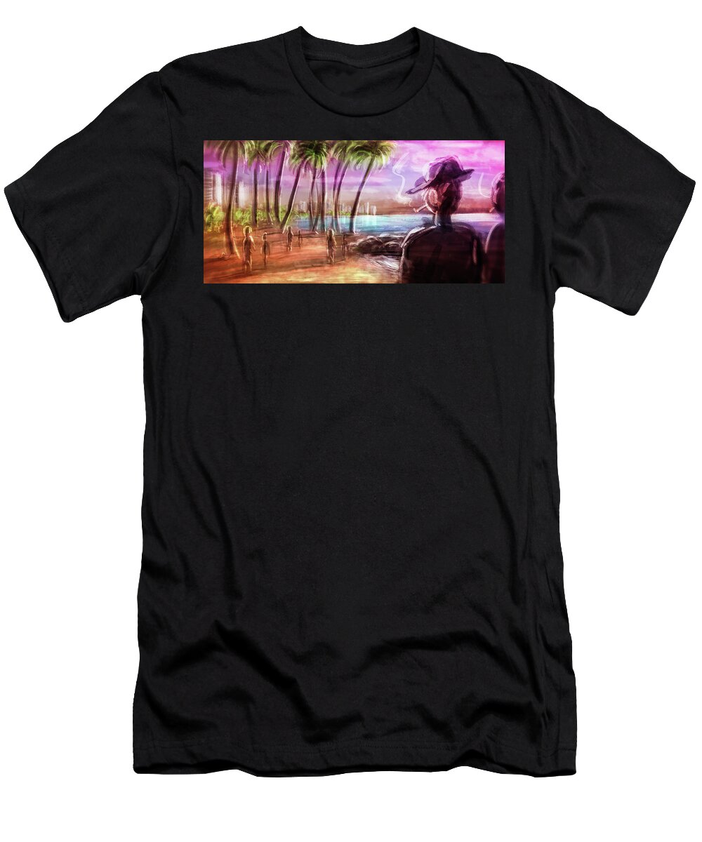 Honolulu T-Shirt featuring the digital art Art -- Honolulu Spies by Matthias Zegveld