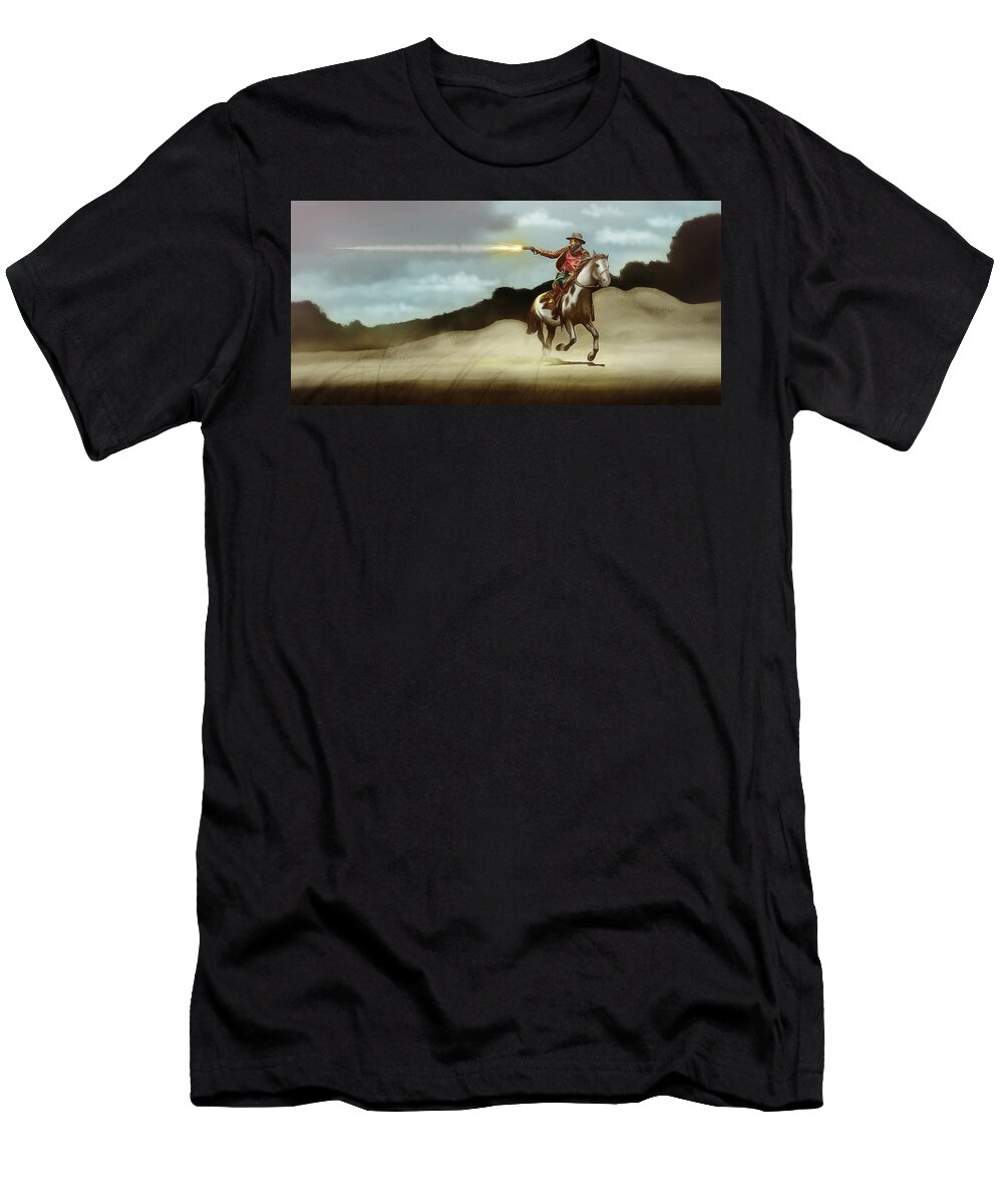 Western T-Shirt featuring the digital art Art - King of the Ranch by Matthias Zegveld
