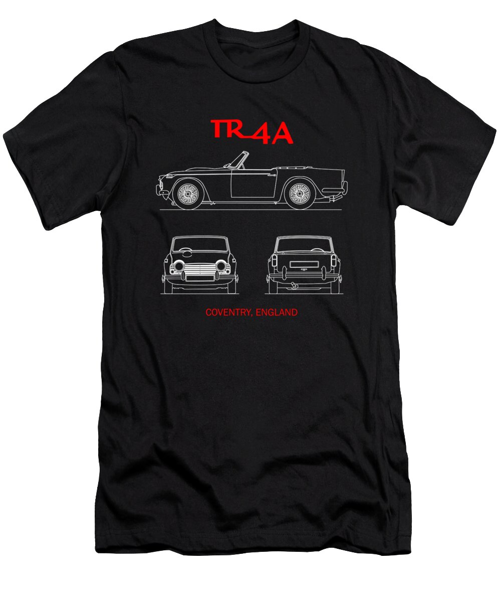 Triumph Tr4 T-Shirt featuring the photograph The TR4 Blueprint in Black by Mark Rogan