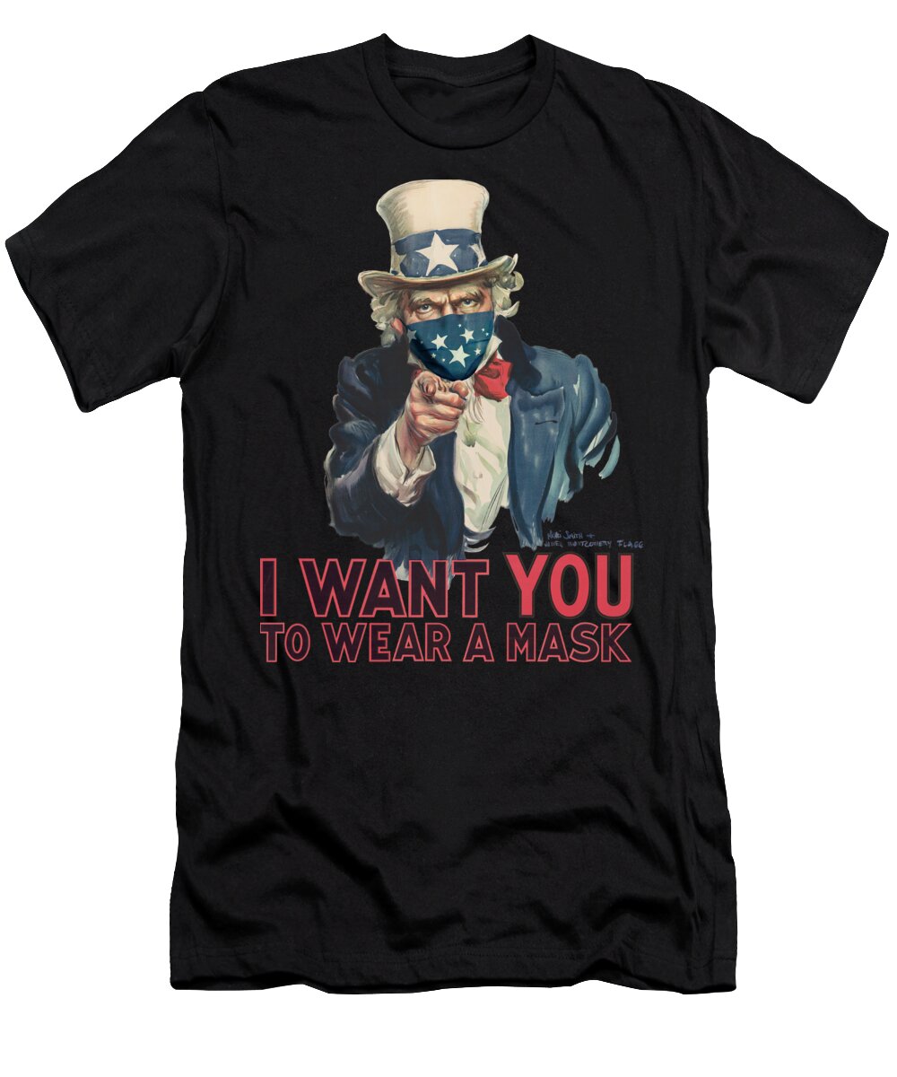 Covid-19 T-Shirt featuring the digital art I Want You to Wear a Mask by Nikki Marie Smith