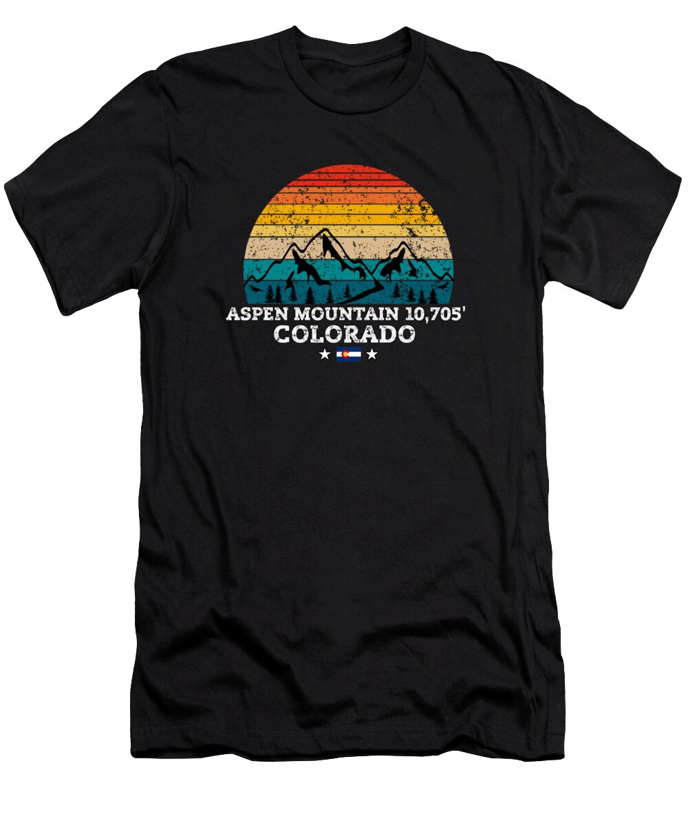 Aspen Mountain 10 T-Shirt featuring the drawing ASPEN MOUNTAIN Colorado by Bruno