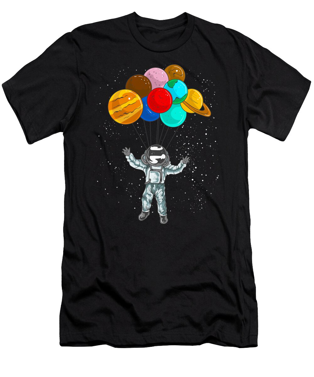 Rise Interconnect harmonisk Astronaut In Space Flying With Planet Balloons T-Shirt by The Perfect  Presents - Fine Art America