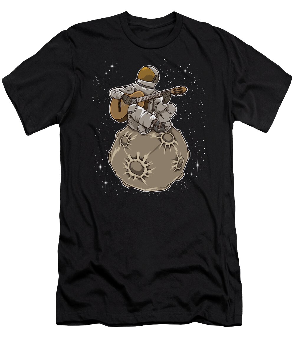 Spaceman T-Shirt featuring the digital art Astronaut Playing Guitar Galaxy Milky Way Space by Mister Tee