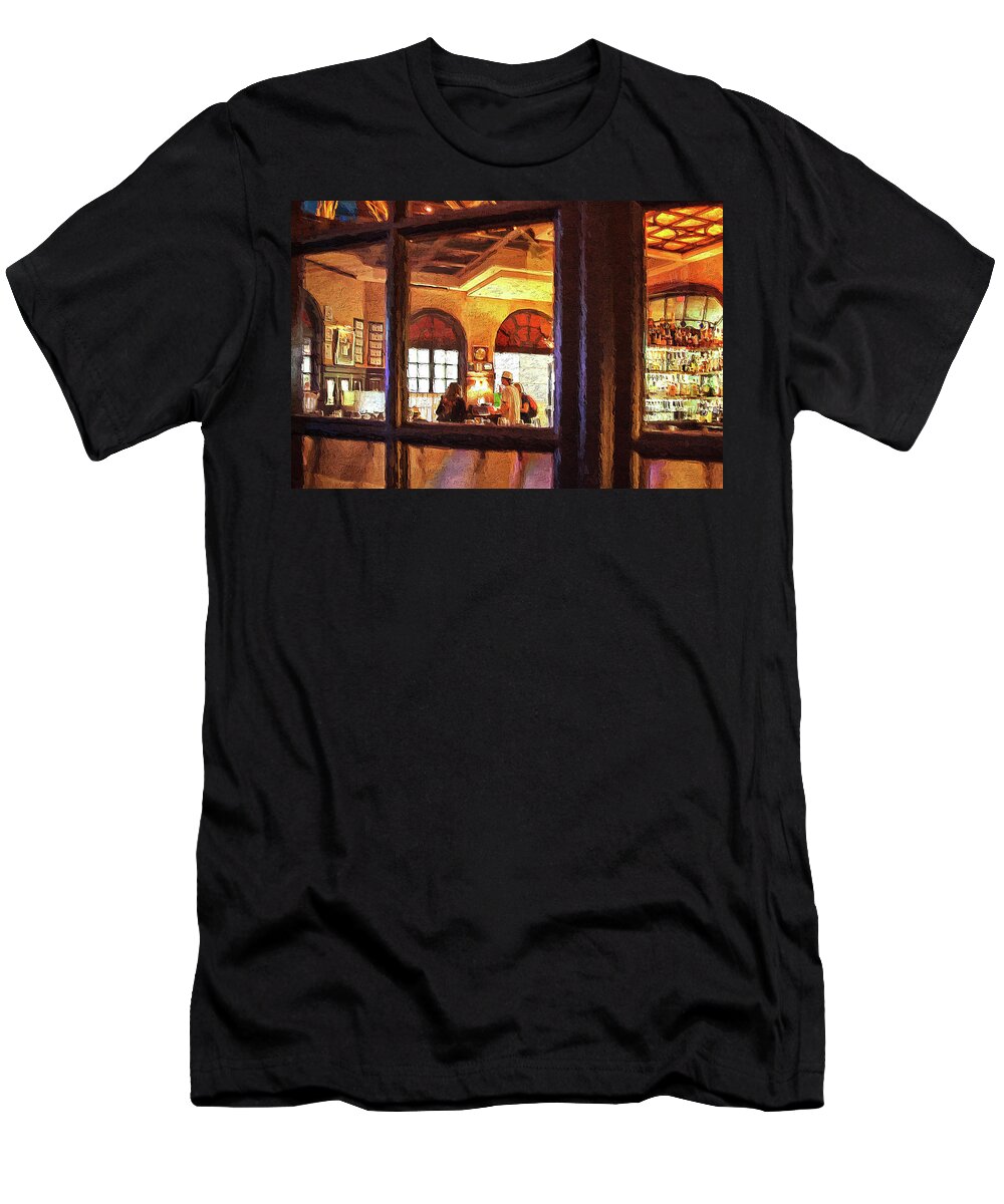 Paris Las Vegas T-Shirt featuring the photograph At the bistro in Paris Las Vegas by Tatiana Travelways