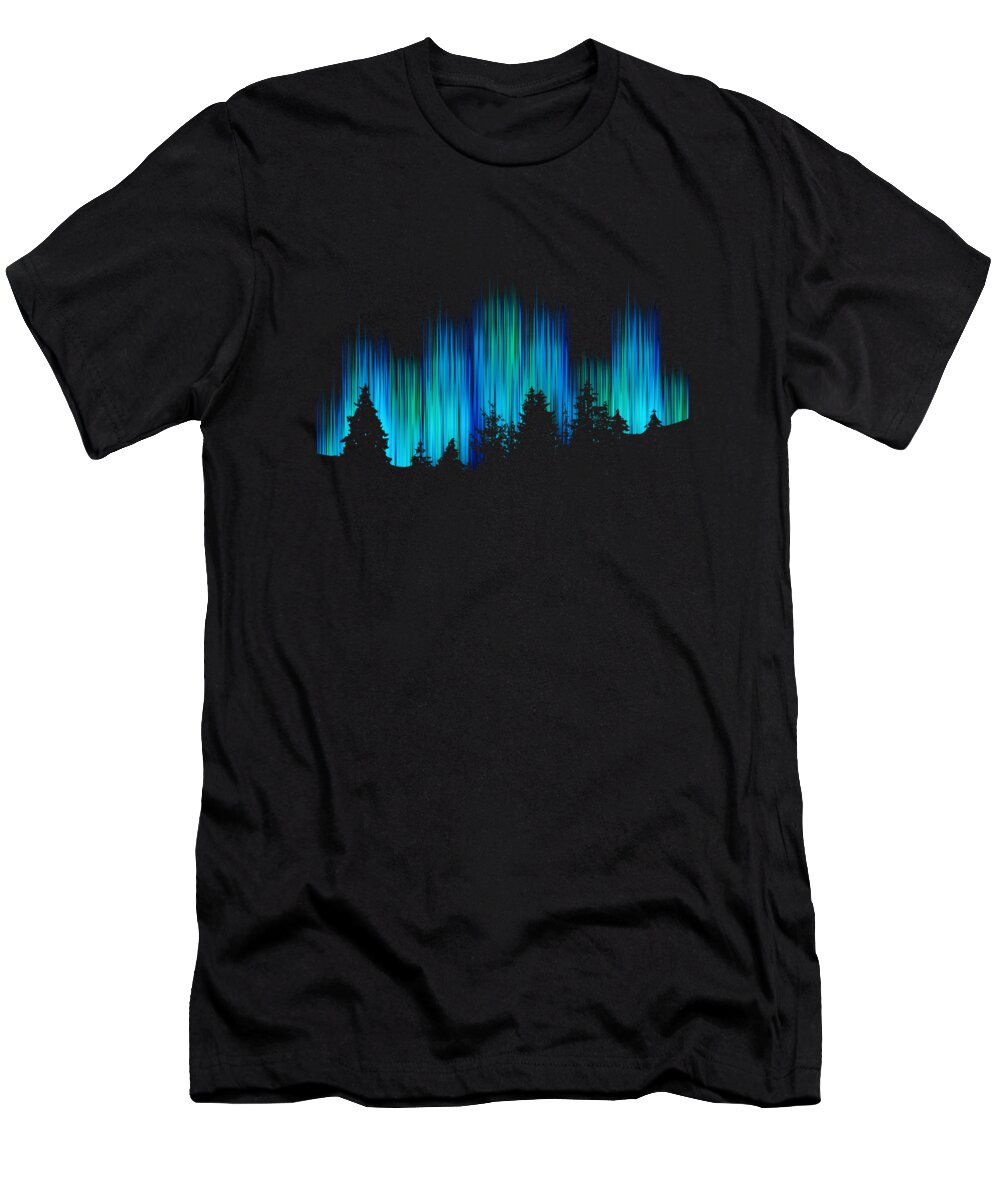 Aurora Borealis T-Shirt featuring the digital art Aurora Borealis Polar Lights by Moon Tees