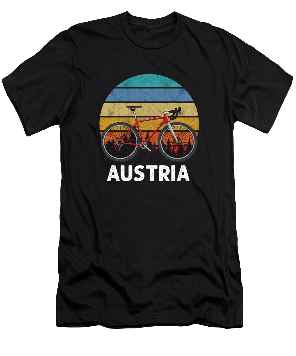 Country T-Shirt featuring the digital art Austrian Bicyclist Road Bike Cyclist MTB BMX Bicycle Austria Gift by Thomas Larch