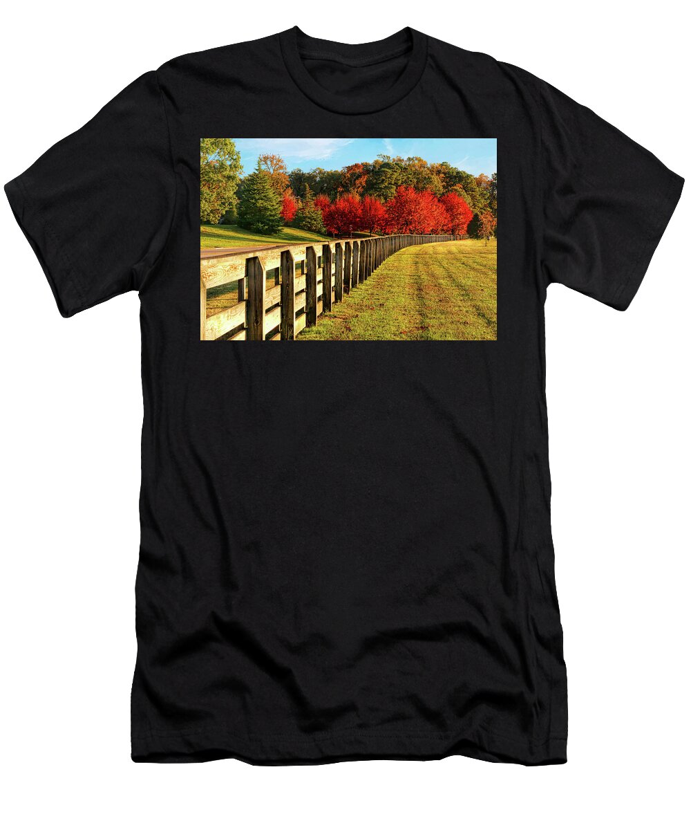 Autumn T-Shirt featuring the photograph Autumn in Riverview Farm Park in Newport News VA by Ola Allen