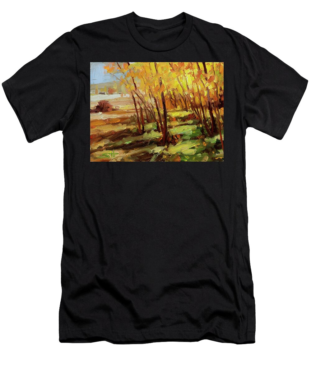 Autumn T-Shirt featuring the painting Autumn Pathway by Steve Henderson