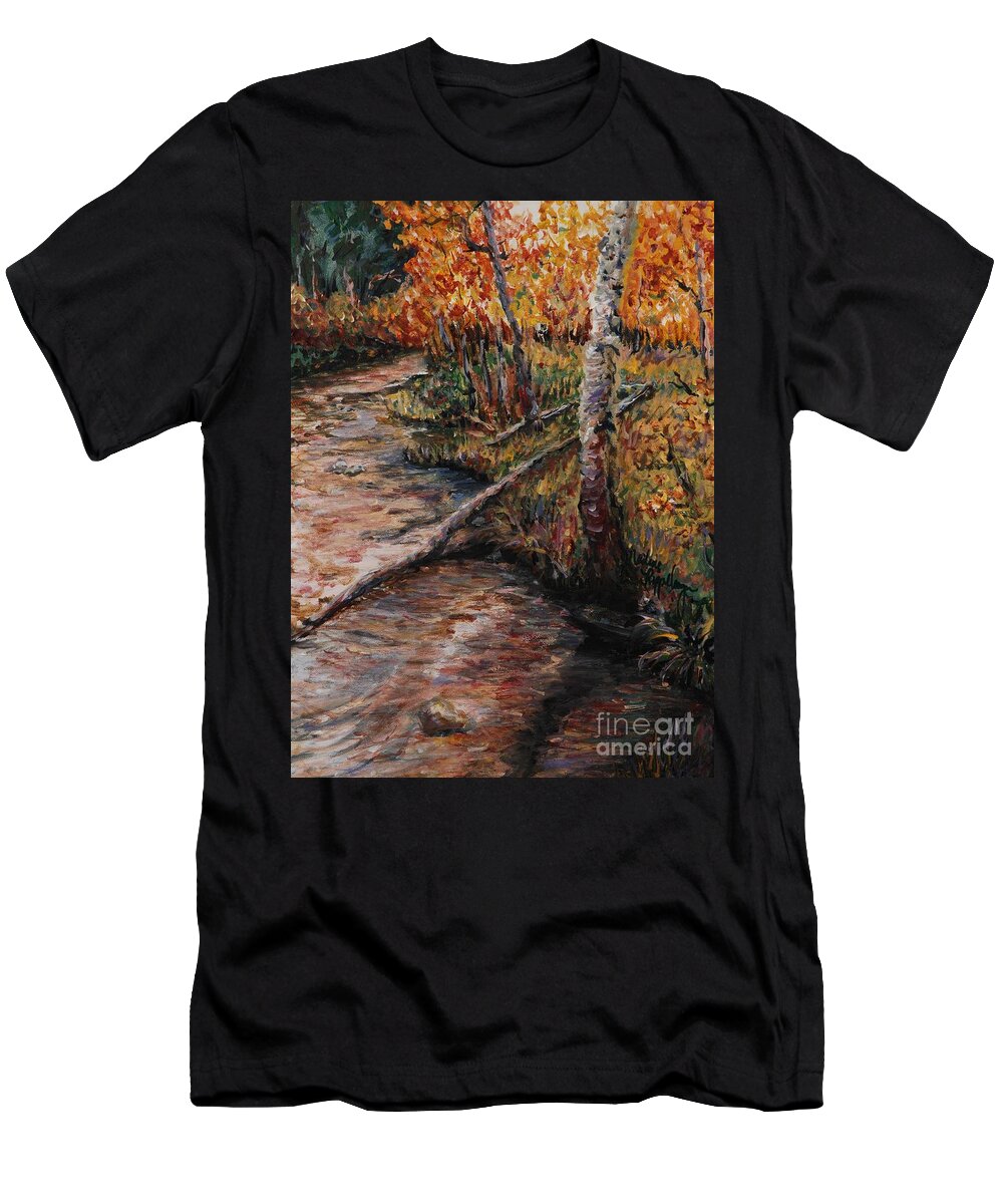 Landscape T-Shirt featuring the painting Autumn Reflections by Nadine Rippelmeyer