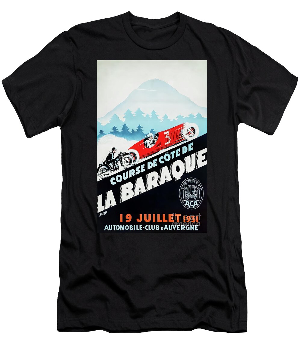 Auvergne T-Shirt featuring the drawing Auvergne France 1931 Auto Race by M G Whittingham