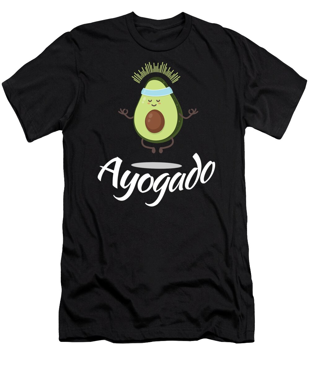 Vegan T-Shirt featuring the digital art Ayogado Yoga Avocado by Mister Tee