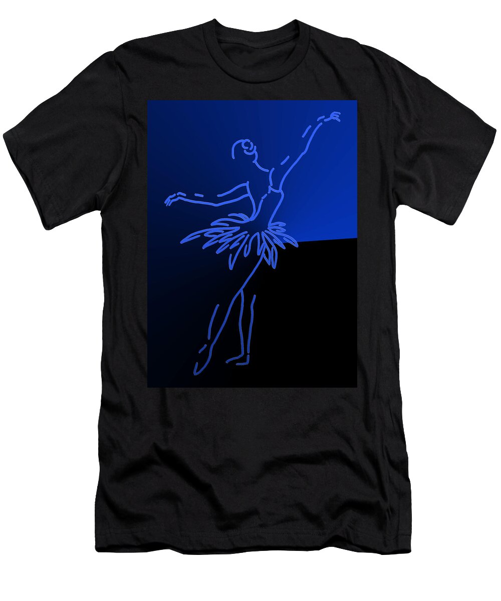 Cool Art T-Shirt featuring the mixed media Ballerina Blues by Kelly Mills