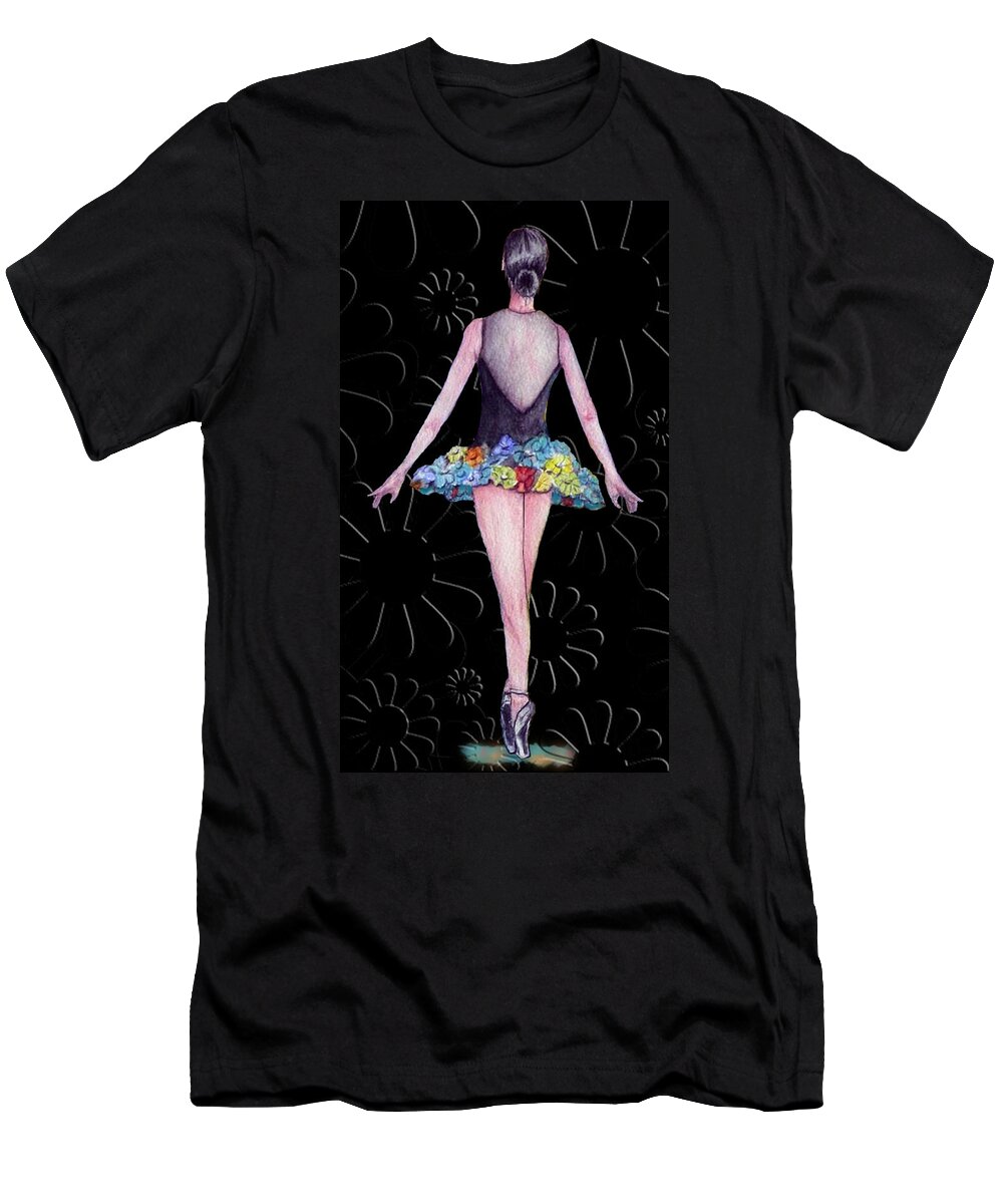 Ballerina T-Shirt featuring the mixed media Ballerina Pose by Kelly Mills