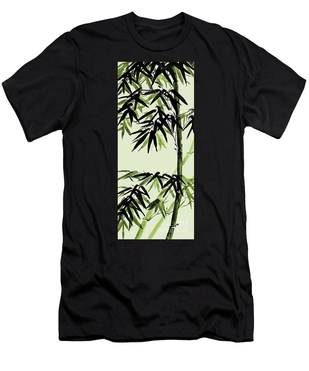 Bamboo T-Shirt featuring the painting Bamboo - olive green by Birgit Moldenhauer