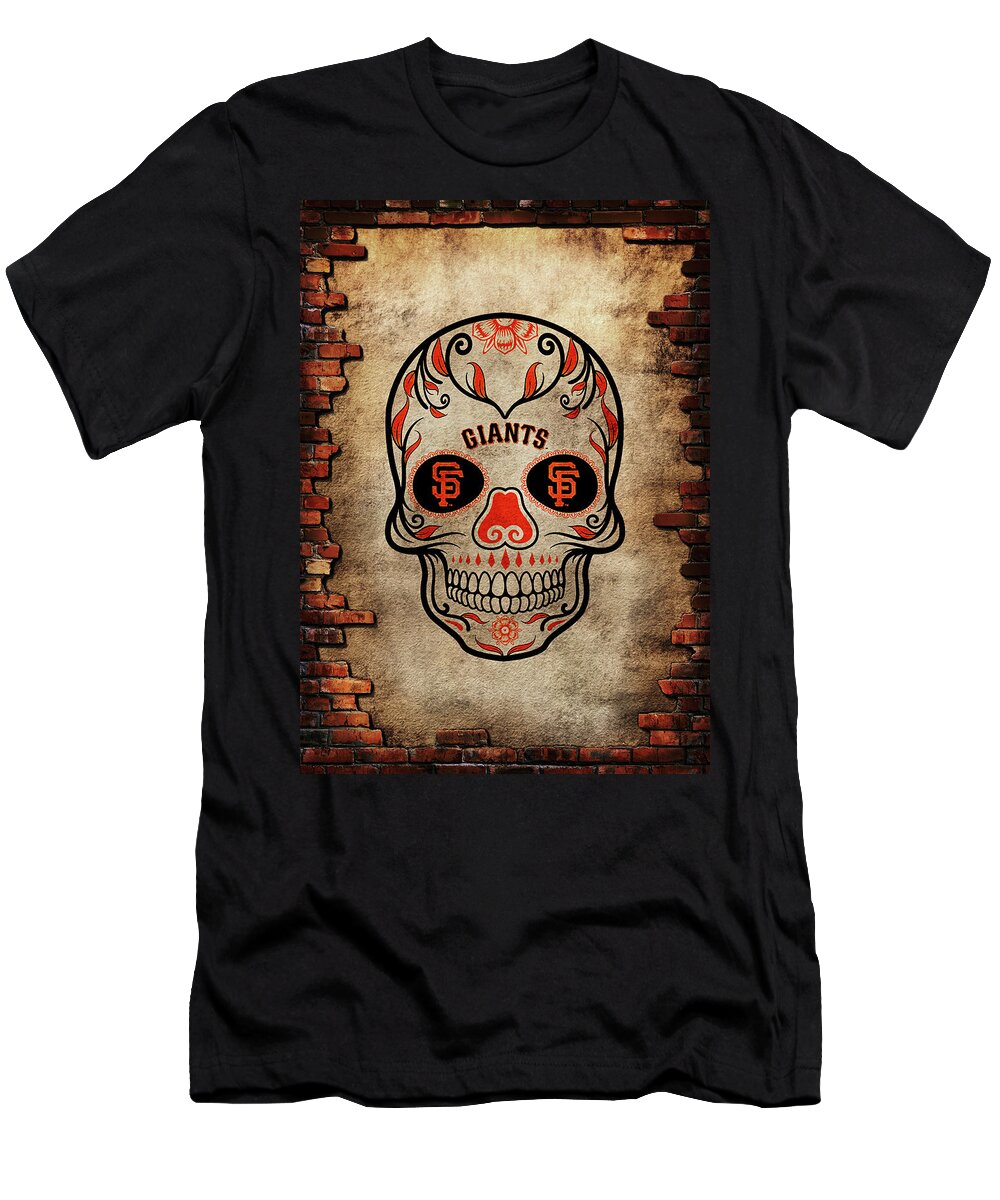 Skull Baseball San Francisco Giants Kids T-Shirt by Leith Huber