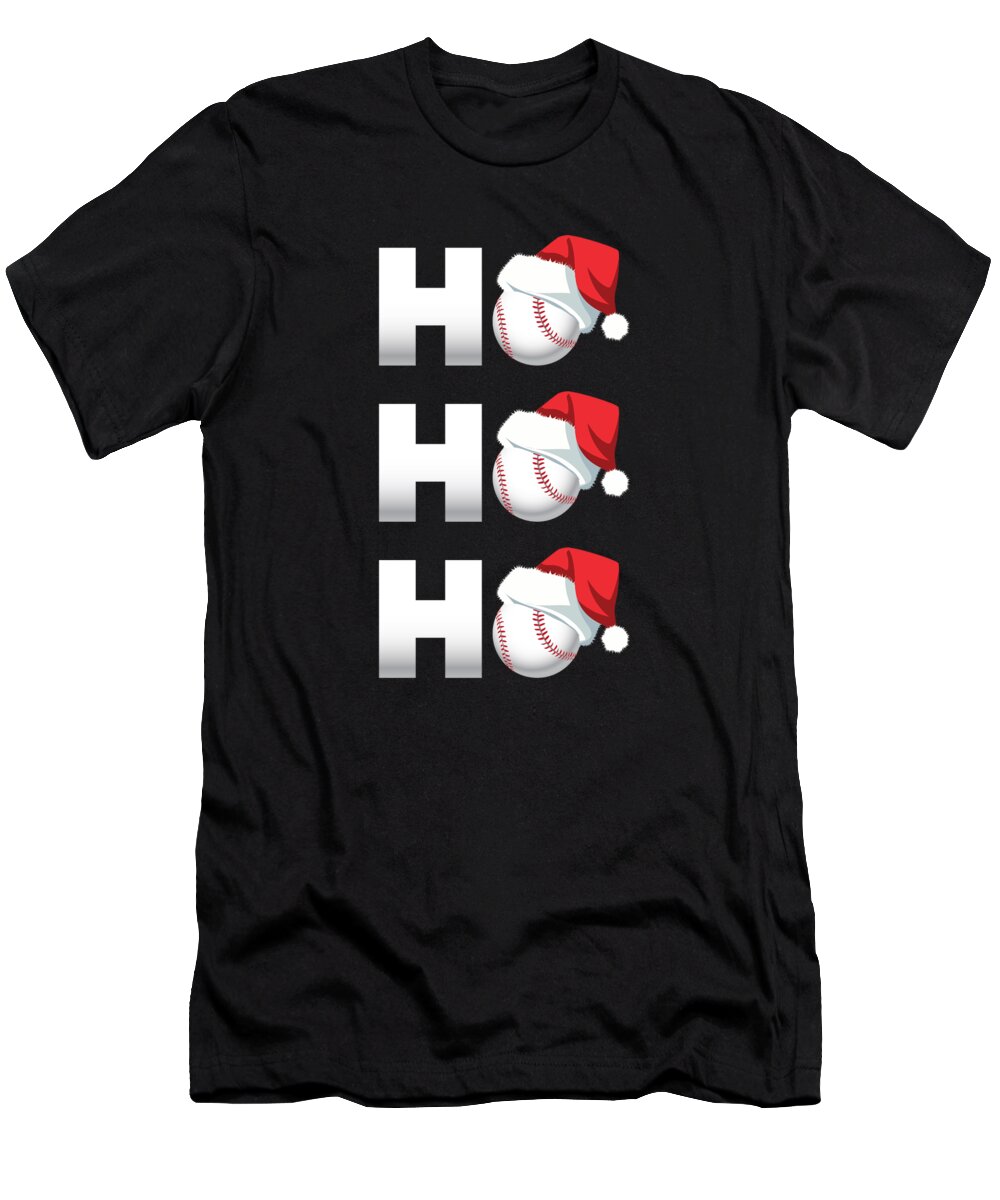Baseball T-Shirt featuring the digital art Baseball Christmas Santa Xmas Apparel by Michael S