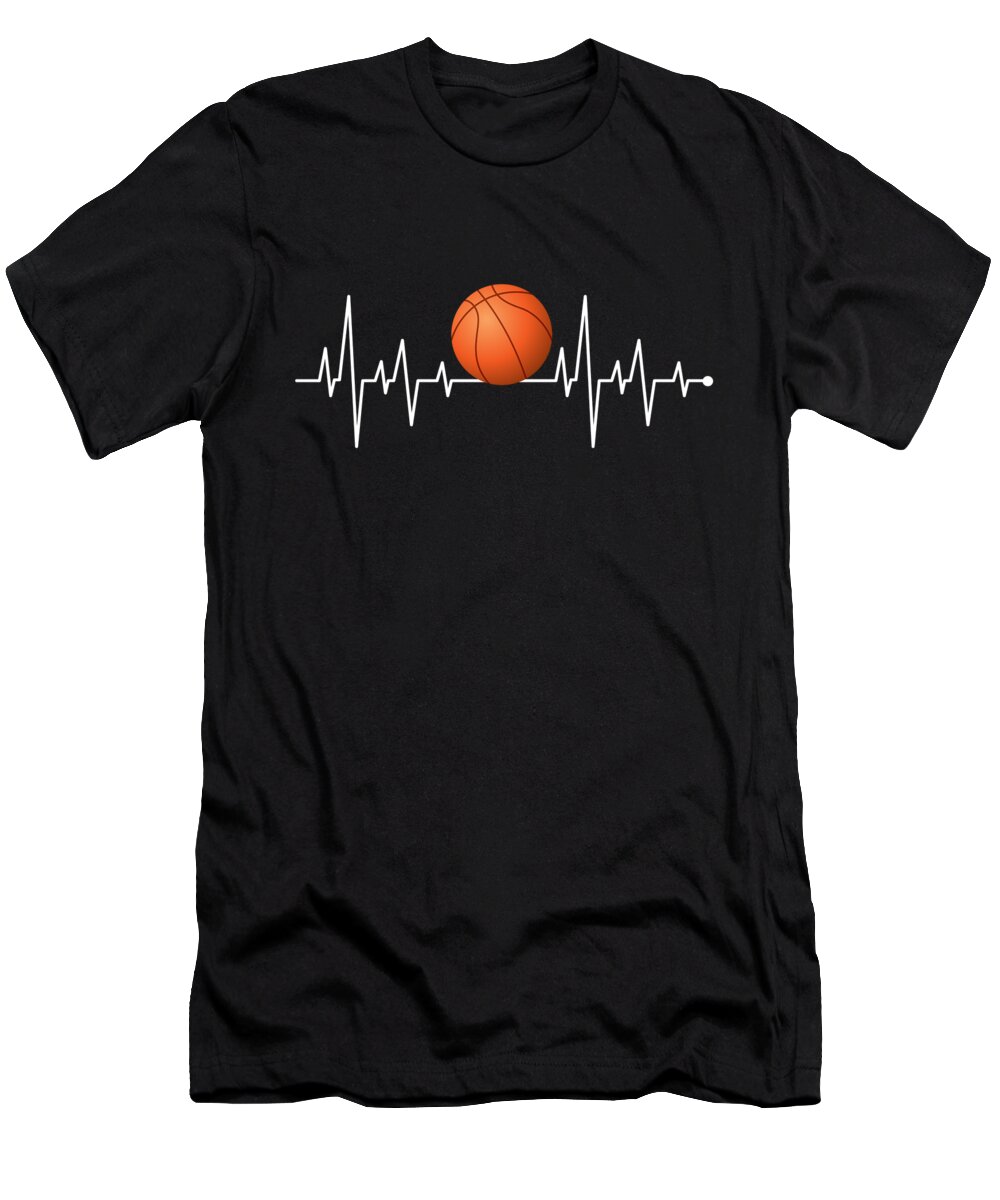 Basketball Mom Gift T-Shirt featuring the digital art Basketball Heartbeat by Jacob Zelazny